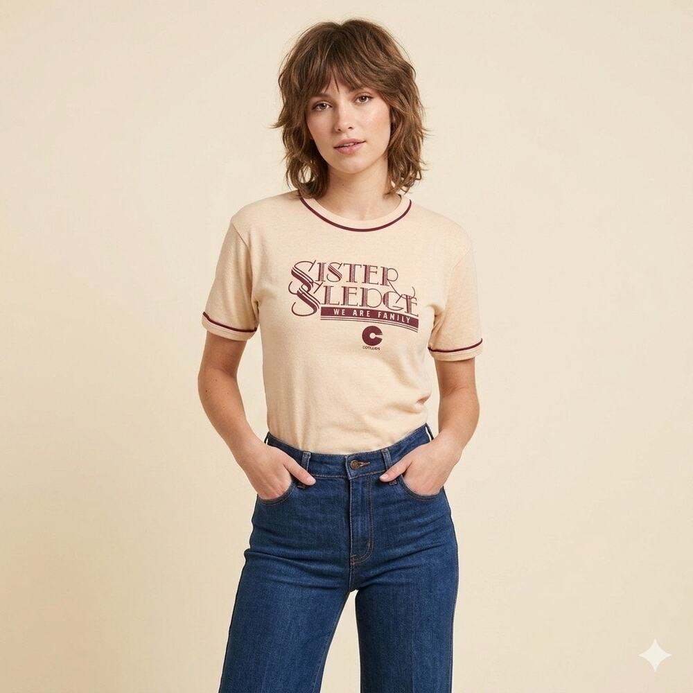 V 166-Vintage Sister Sledge "We Are Family" Ringer Tee Love Shirts LTD Tag